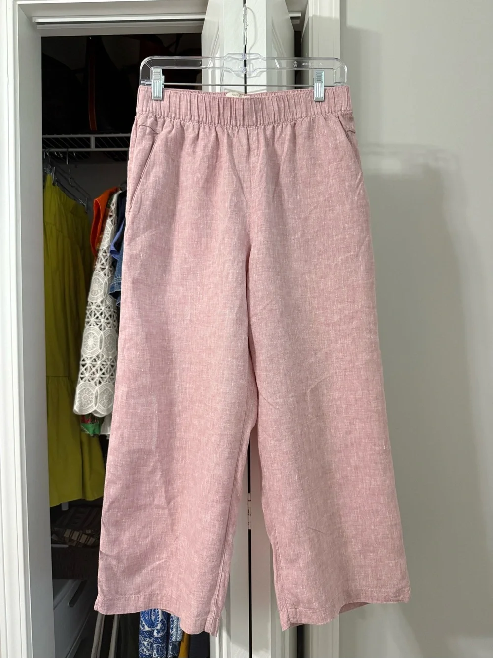 Cynthia Rowley Blush Pink Wide-Leg Linen-Blend Pants
